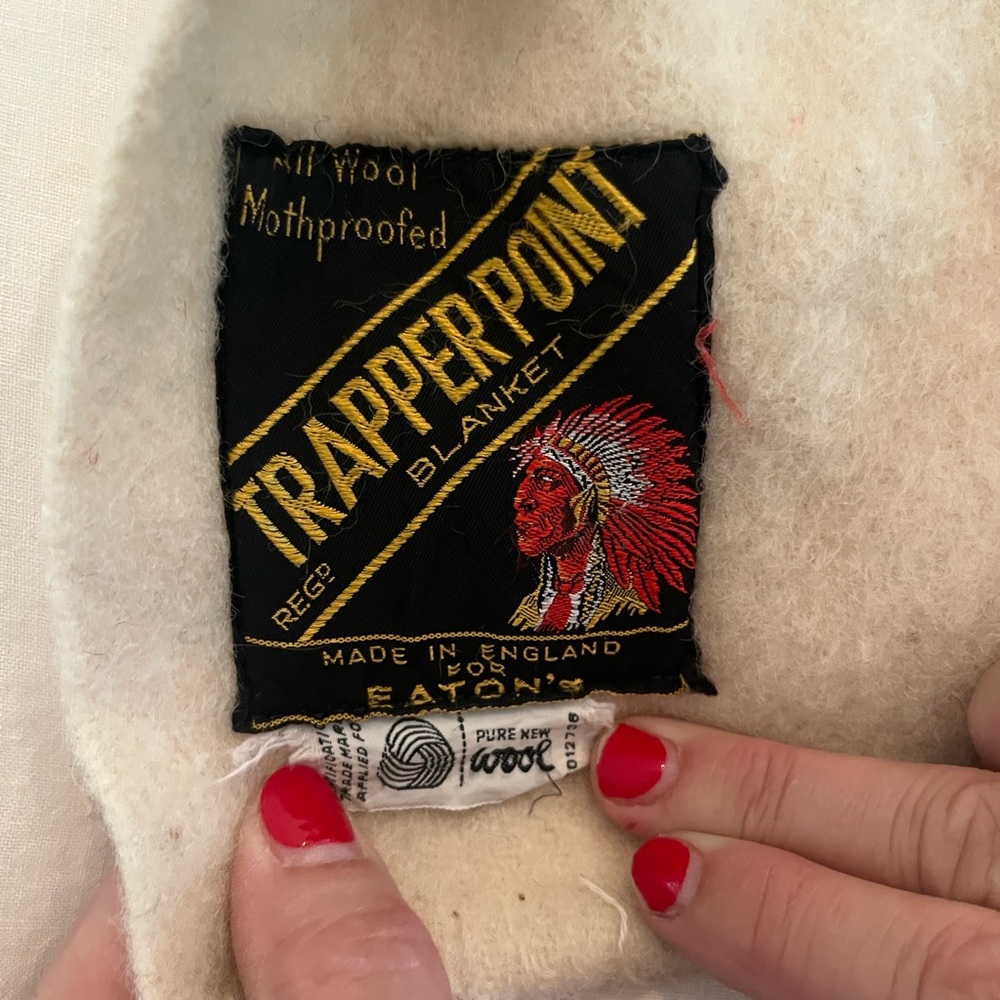 Vintage MCM Trapper Hudson’s Bay 4 Point Wool Blanket Made in England FULL SIZE - Picture 3 of 8